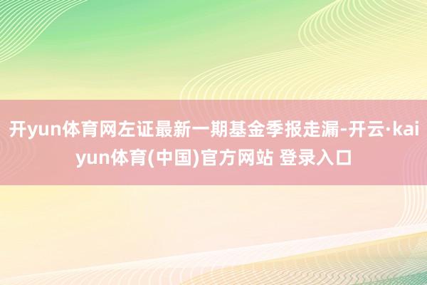 开yun体育网左证最新一期基金季报走漏-开云·kaiyun体育(中国)官方网站 登录入口