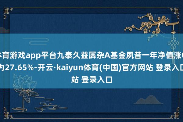 体育游戏app平台九泰久益羼杂A基金夙昔一年净值涨幅为27.65%-开云·kaiyun体育(中国)官方网站 登录入口