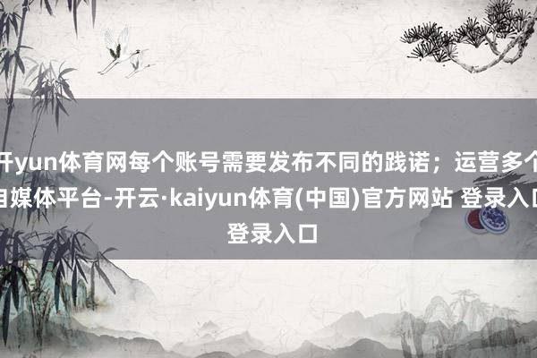 开yun体育网每个账号需要发布不同的践诺;运营多个自媒体平台-开云·kaiyun体育(中国)官方网站 登录入口